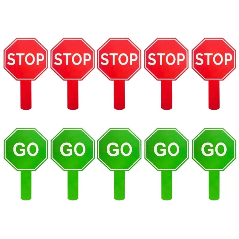 W89C 10PCS/Pack Handheld Stop and Go Sign Reversible Crossing Guard Stop Sign
