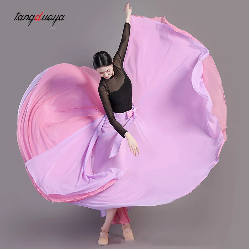 Women Classical Dance Performer Half-length skirt Women Double sided wear Stage Performance Dancing Skirts 720 Degree Costumes