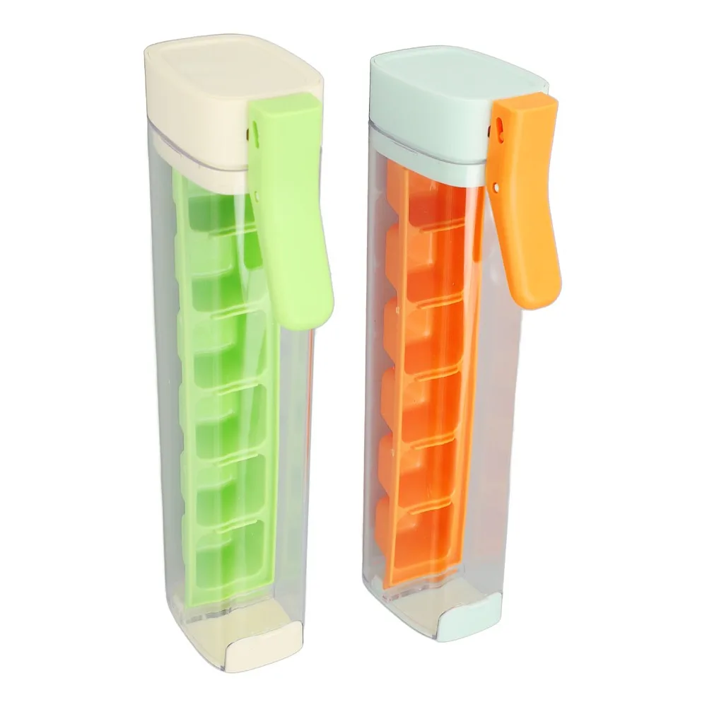 2pcs 6 Grids Ice Cube Molds Detachable Design Leak-Proof Press Ice Cube Maker One Hand Press Easy Release Ice Cube Tray with Lid