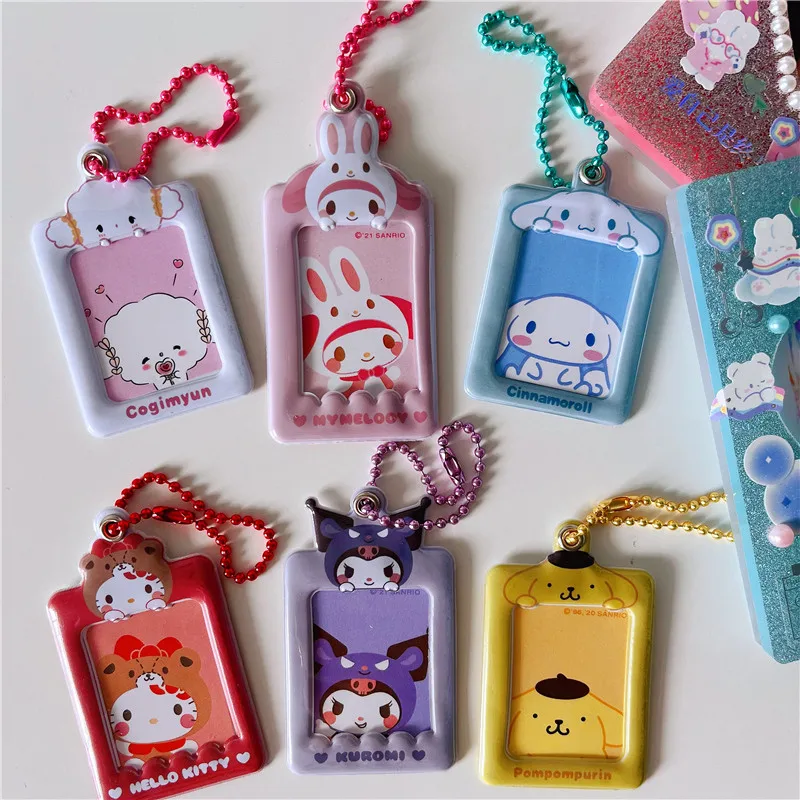 Llavero Kawaii Sanrios, funda protectora con foto de identificación coreana, Kuromi, HelloKitty, My Melody, bolsa protectora para teléfono, llavero