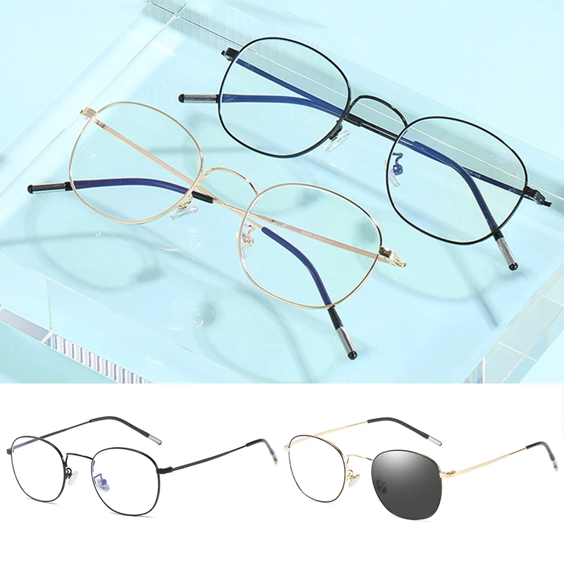 

Blue Light Filter Computer Glasses Photochromic Sunnies UV Slim Metal Spectacles for Indoor & Outdoor