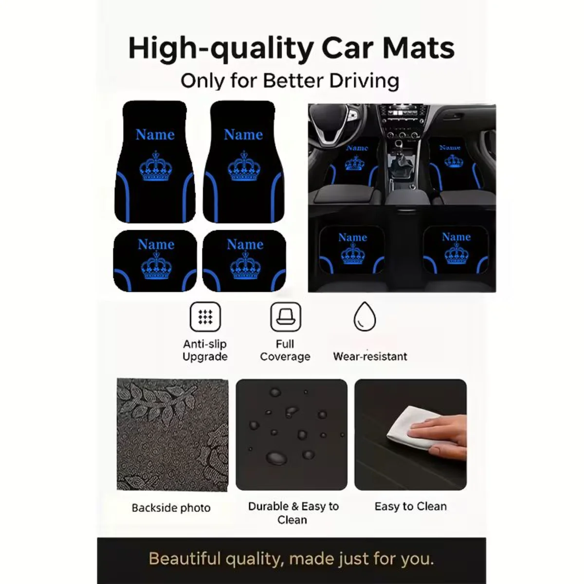 Custom Name Blue Crown Car Flo - Car Accessories Name 评论和价格
