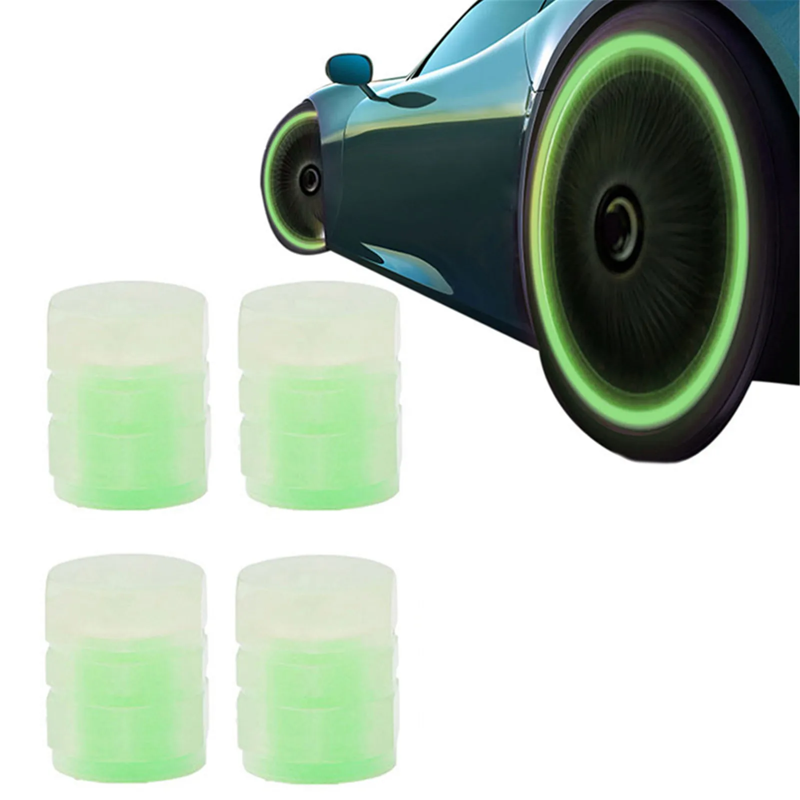 4pcs Car Luminous TireCap Auto Wheel Hub GlowingStem Caps Dust-proof Tyre Rim Stem Covers For Car Bike Motorcycle