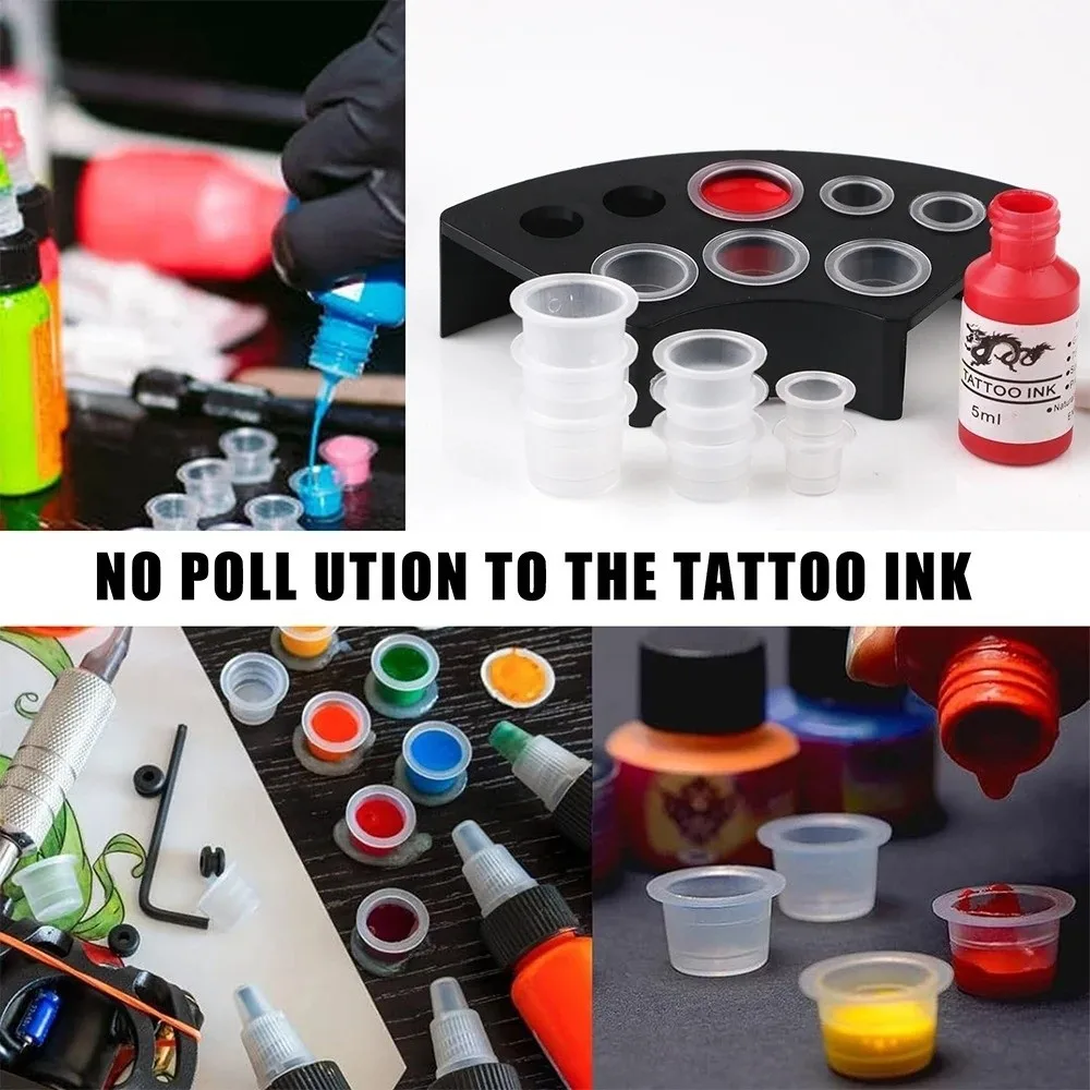 7/8/21 Holes Ink Cup Holder Stand Professional Stainless Steel Pigment Container Black Silver Tool For Body Art Supplies