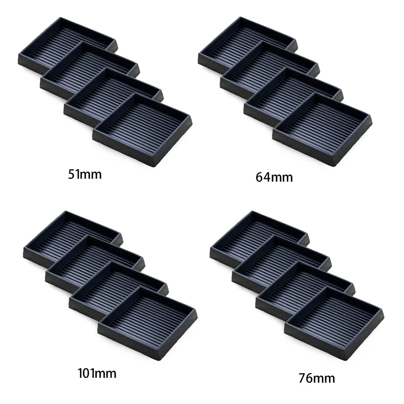 4Pcs Anti-Slip Furniture Pads Square Rubber Anti Skid Caster Cups, Leg Coasters-Couch, Chair, Bed Stoppers