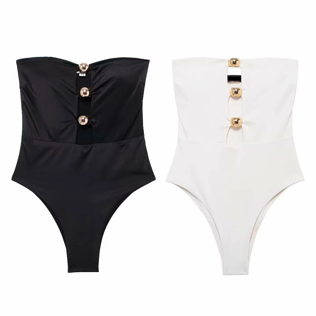 Tangada 2024 Women Strapless Beading Bodysuit for Female Body Suit Shirt Woman Playsuit 3H0570