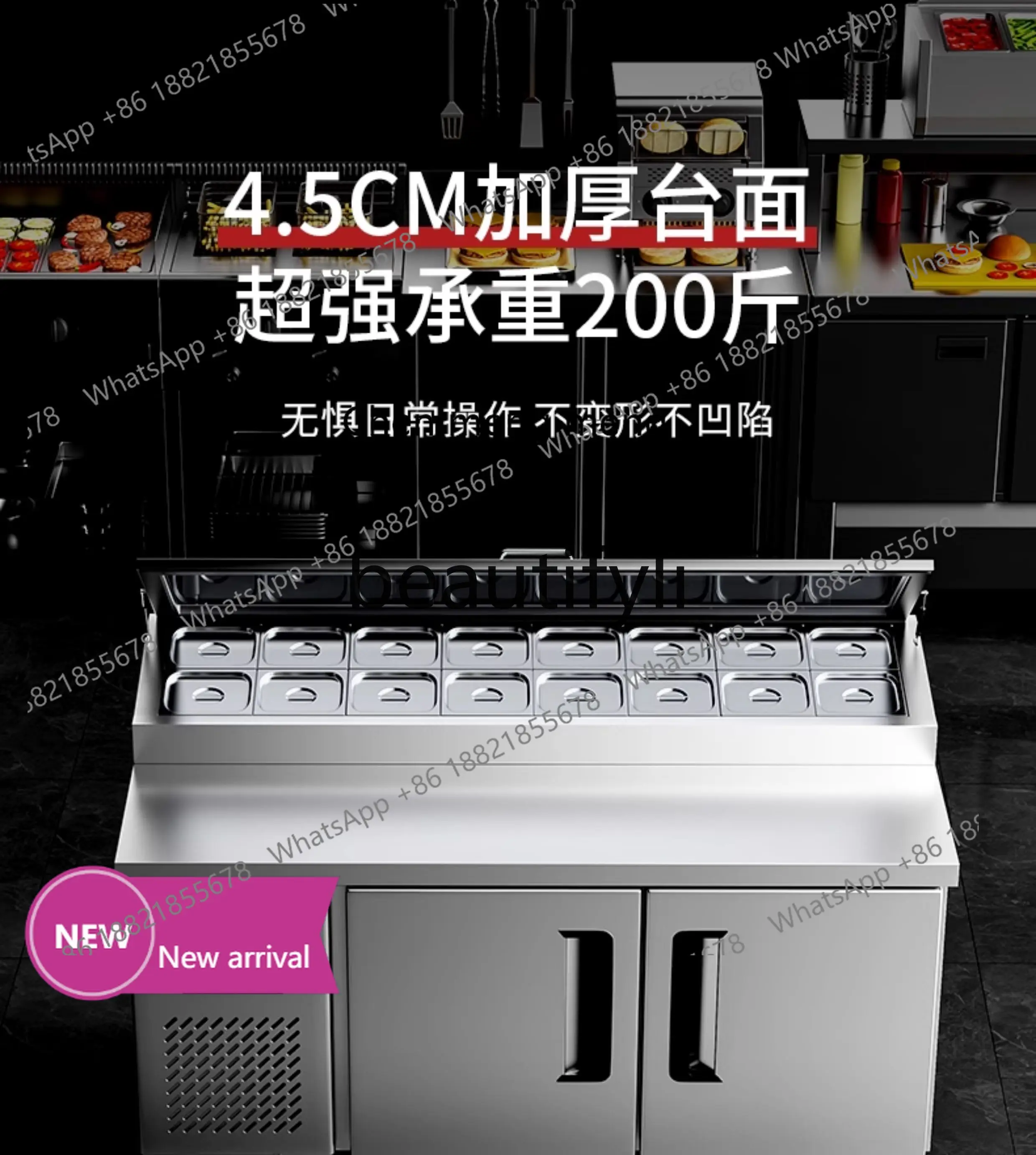 

x Commercial small material table refrigerated fresh-keeping workbench milk tea shop fruit fishing double temperature refrigera