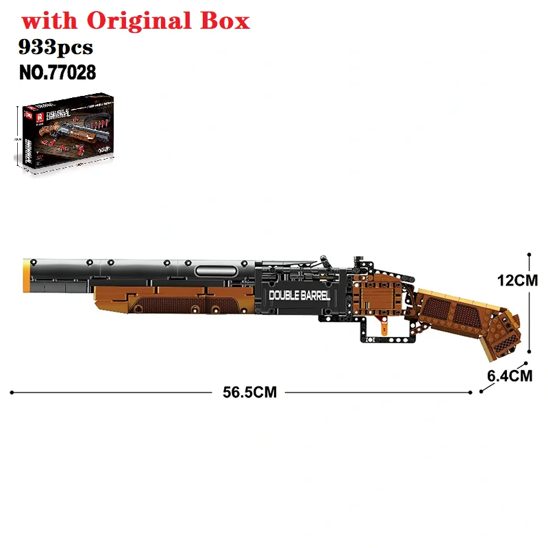 Big Sale With Box 933PCS Double Barrel Shotgun Model Building Blocks Military Classic Gun With Bullet Belt Bricks Toy