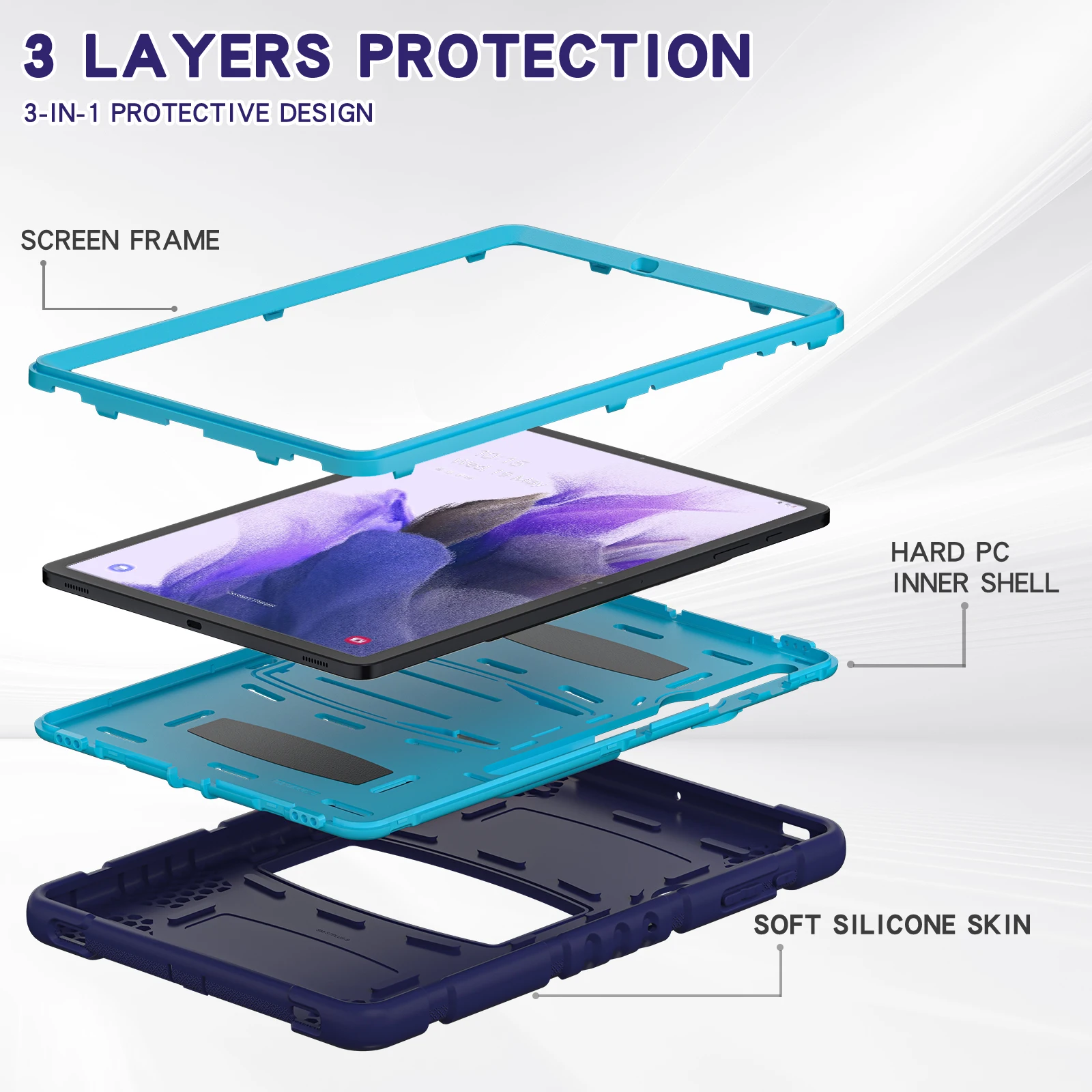 Stand Case For Samsung Galaxy Tab S8 S7 Plus FE SM-X800 X806 T970 T975 T976 T730 T733 T735 T736 12.4" Heavy Duty Anti-Slip Cover image 6