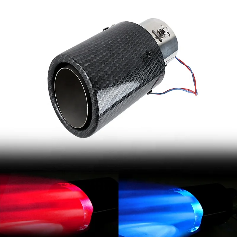 SYPES Universal High Performance Carbon Fiber Led Red Blue Light Fashion Led Muffler Tips Exhaust Pipe Exhaust Tip Tail