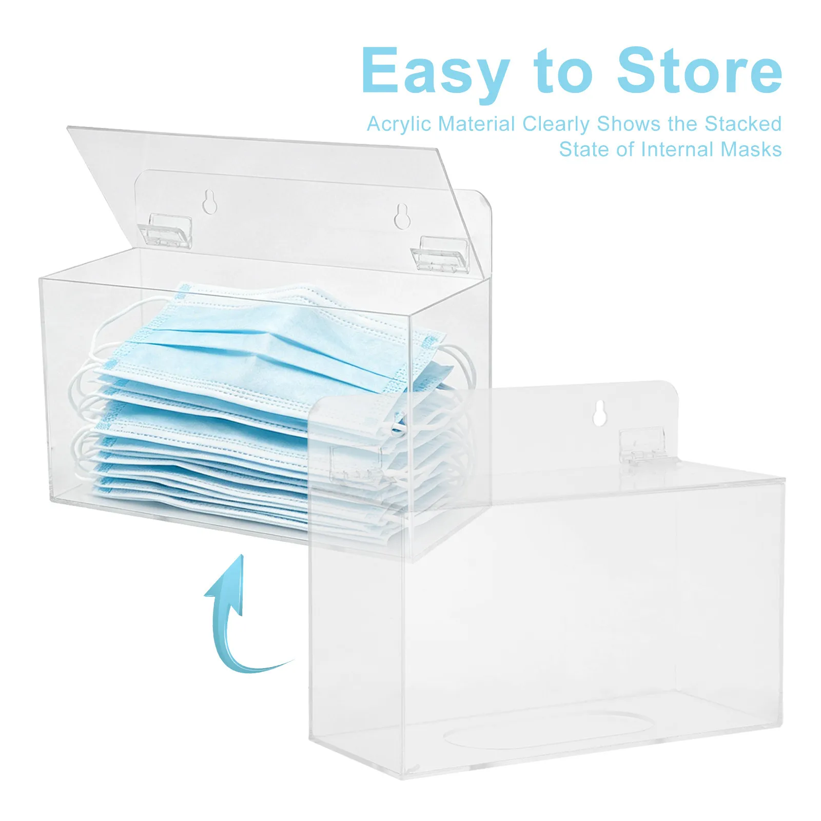 Acrylic Wall Mount Mask Dispenser Box Clear Transparent Storage Holder for Face Masks Hairnets Gloves Shoe Covers in Clinics