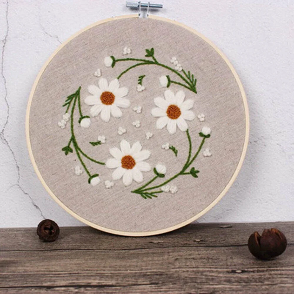 Cotton Embroidered Cloth Cross Stitch China Style Flower Pattern DIY Needlework Kit Beginner Embroidery Fine Cotton Sail 30x30cm