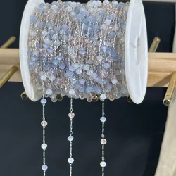 New 0.5M1M Sky Blue Rhinestone Chains 2mm Crystal Handmade Copper Chain Bracelets Necklace for DIY Jewelry Making Accessories