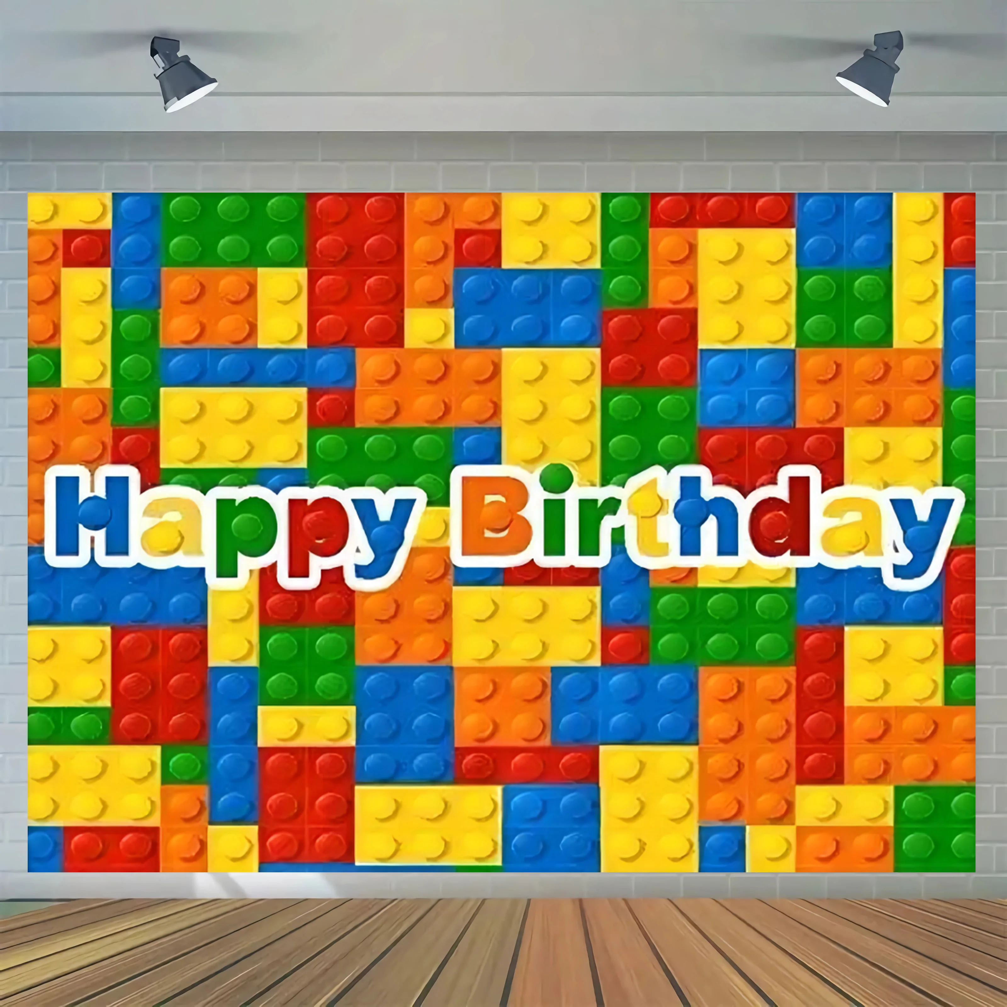 1pc Building Blocks compleanno Banner compleanno sfondo Building Blocks tema festa di compleanno decorazione forniture festa foto Bac