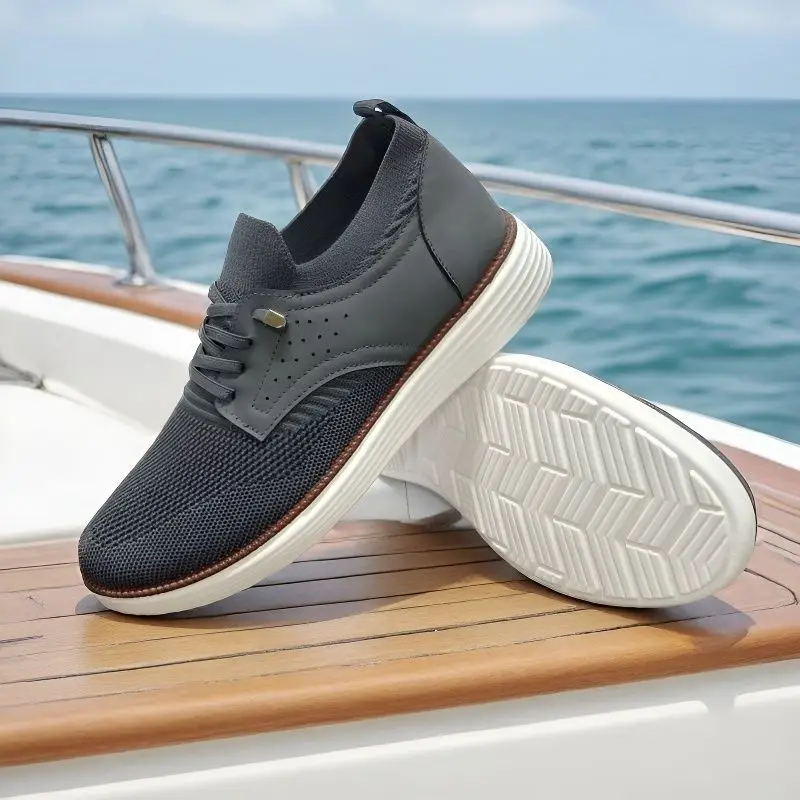 Spring and Autumn Men's Breathable Casual Shoes, Mesh Sports Shoes, Soft soled Anti slip, One Step Dad Shoes