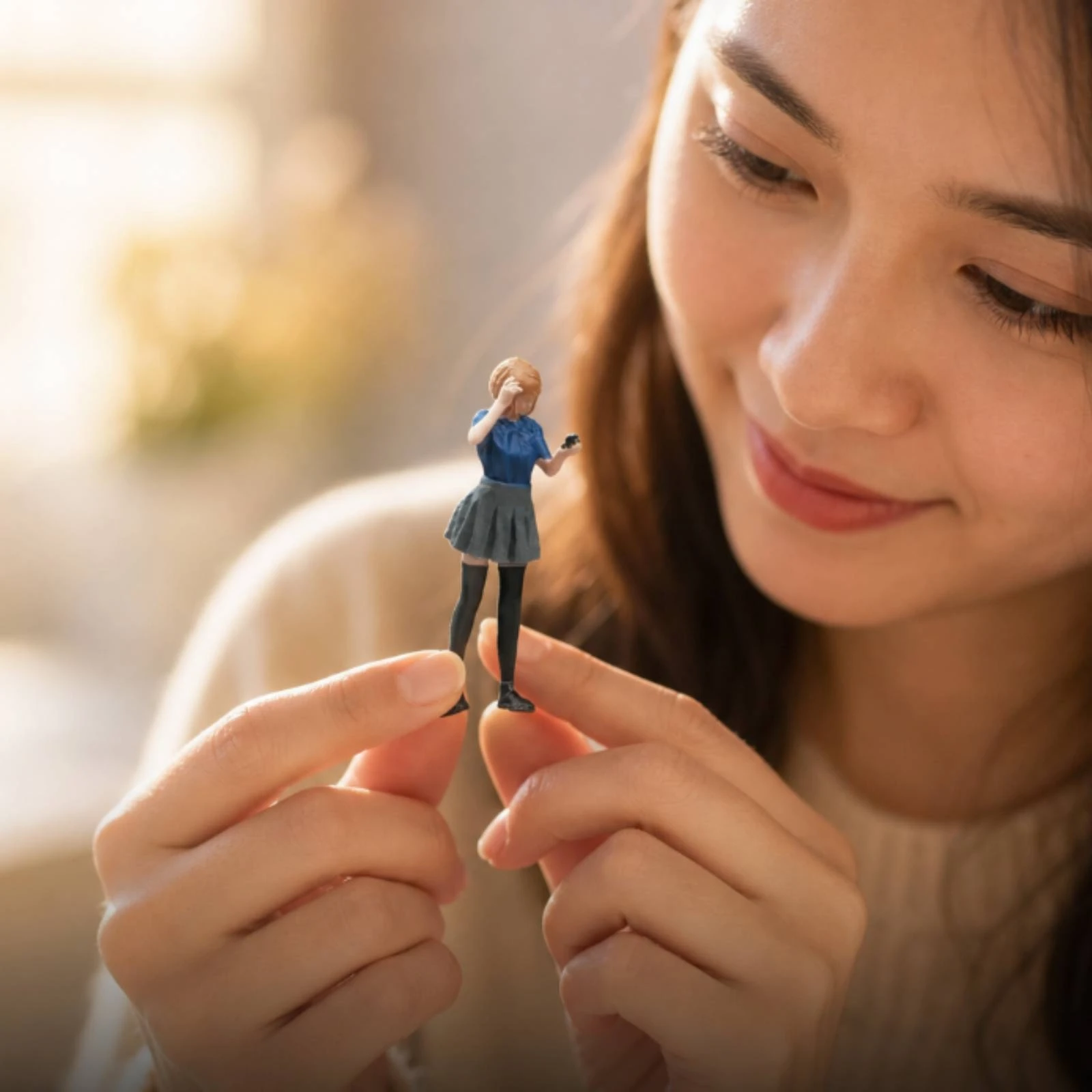 Miniature Girl Figure Tiny Scale Girl Figure Figurines Decorative Cute for Hobbyists, Macro Photography