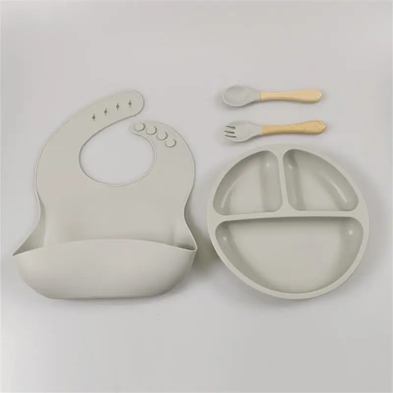 Muslinlife Newborn Baby Silicone Feeding Tableware Waterproof Baby Bibs For Toddler Breakfast Feedings