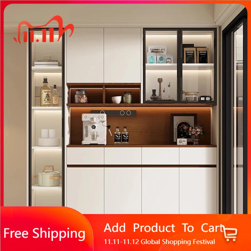 

Luxury Shelves Wine Cabinet Mobile Restaurant Storage Wood Bar Cabinet Modern Multifunctional Vitrina Living Room Furniture