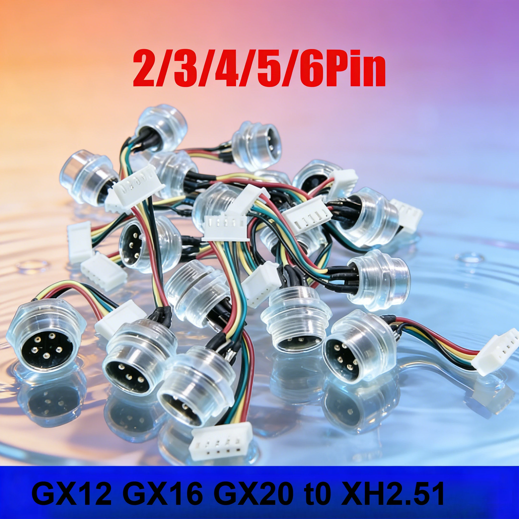 M12 Aviation Plug 2 3 4 5 6 Pin Male GX20 GX16  GX12 to XH2.54 Terminal Wire 15-30cm Head Adapter Cable Line Connector Extension