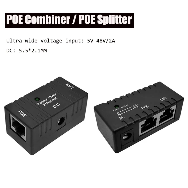 10/100Mbps 5V-48V POE Power Adapter Ethernet Injector Splitte for RJ45 Interface for IP Camera POE Adapter Module Accessories