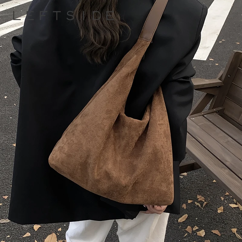 

LEFTSIDE Women High Capacity Soft PU Leather Shoulder Bag 2025 Winter Fashion Retro Crossbody Bag Luxury Brand Designer Handbags