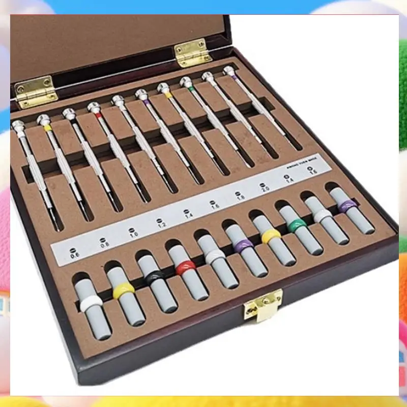 

10PCS Watch Repair Screwdrivers With Weight Sleeves In Wooden Box-ABUA
