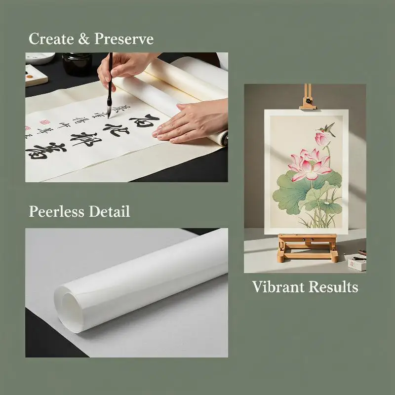 White Translucent Cicada Wing Paper Extra Thin Ancient Style Mica Ripe Xuan Paper Long Roll Calligraphy Practice