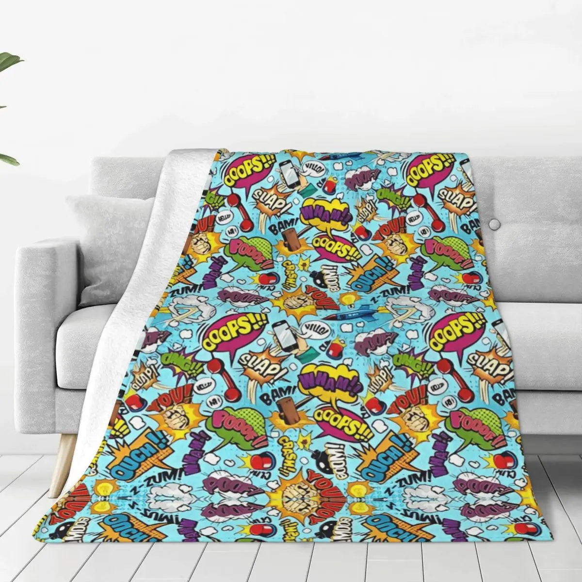 Blankets Camping Comic Book Explosion Graffiti Art Pattern Throw Blanket Flannel Bedspread For Outdoor Street Trend Sofa Cover