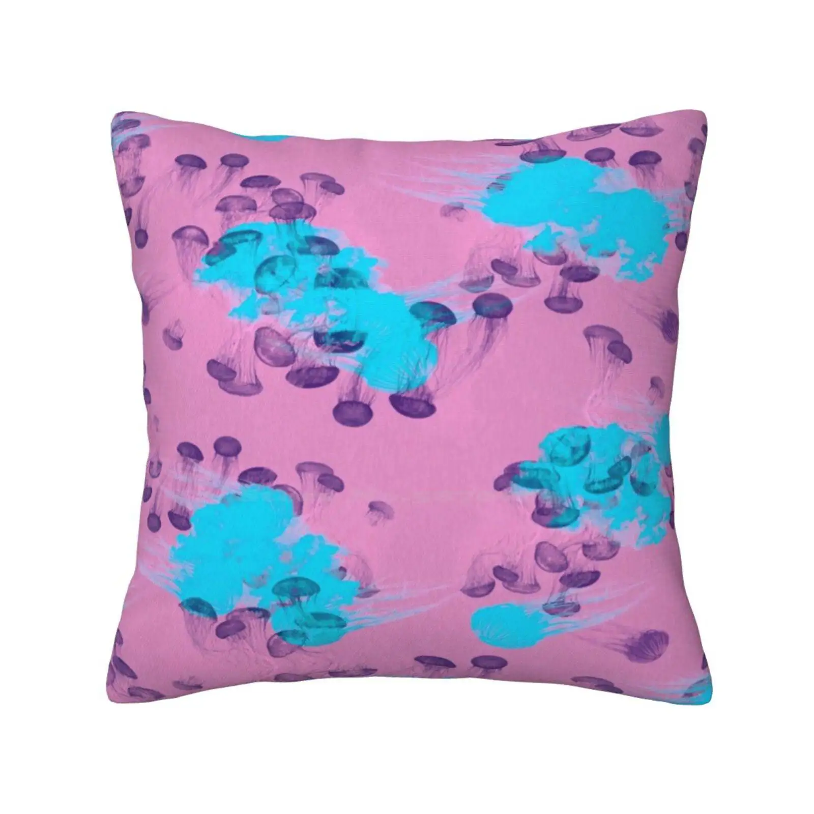 Psychedelic Jellyfish Purple ( V.2 ) Home Sofa Car Waist Throw Pillowcase Jellyfish Purple Blue Ocean Sea Octopus Atoll Urban