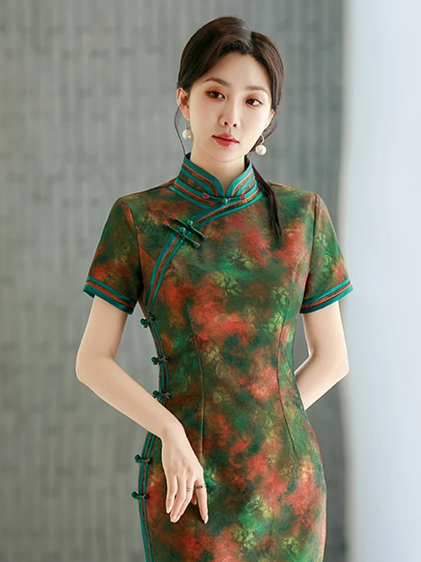 

Ele New Chinese Sle Long Dr Mommy's Retro Improved Version Breathable Floral Print Daily Wear Spring 2026