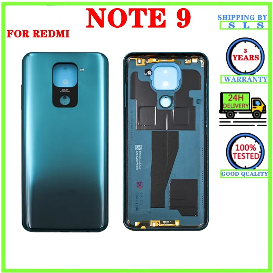 LCD Front Middle Frame Holder For Xiaomi Redmi Note 9 Battery Cover Back Glass Rear Door Housing Case Panel With Adhesive Sticke