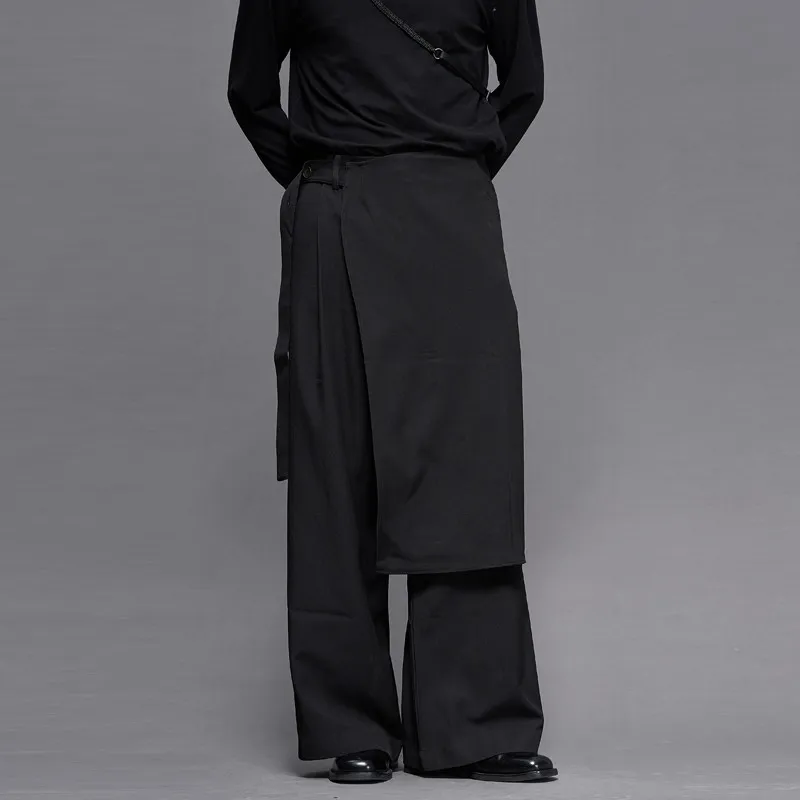 Special-Interest Design Simple Style High-Grade Apron Suit Pants Loose Straight Two-Piece Suit Dark Style Men's Casual Trousers