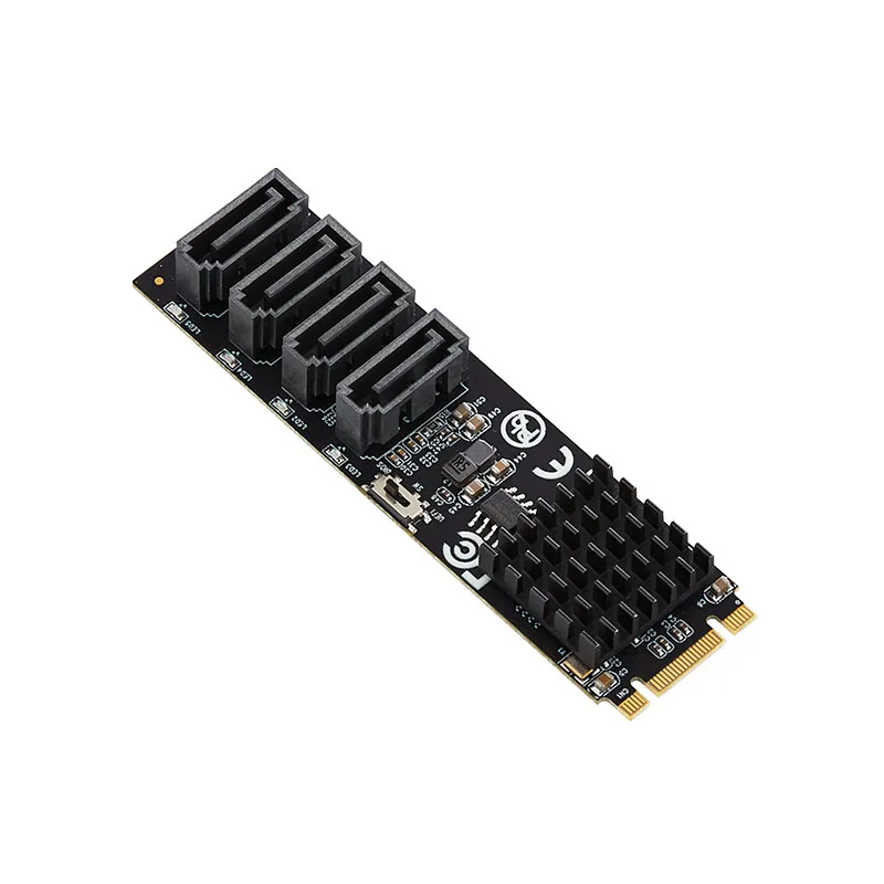 RAID Card M.2 to 4Port SATA3.0 6Gbps SSD HDD Adapter RAID Controller M+B Key 2280mm Size PCIe2.0 Marvell 9236 Chip for UEFI BIOS