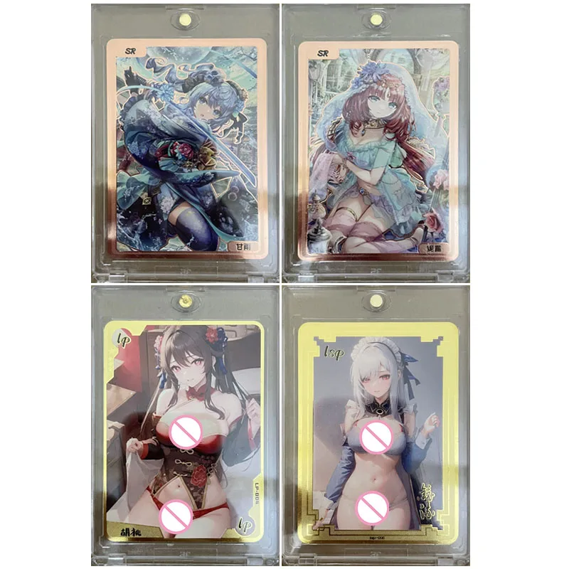 

Аниме История богини SR LP LSP Металлические карты Ganyu Nilou Hu Tao Jingliu Коллекционные карты Рождественские подарки на день рождения Детские игрушки