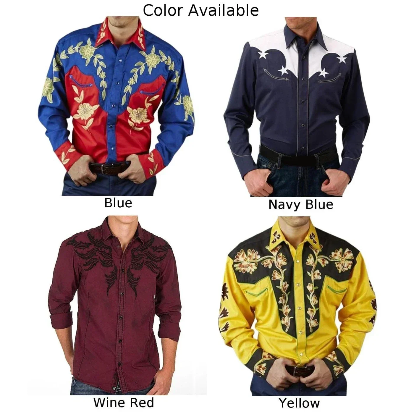 Western Style Men Print Shirts Long Sleeve Casual Loose Slim Button Lapel Collar Shirt And Blouse Tops Men\'s Clothing