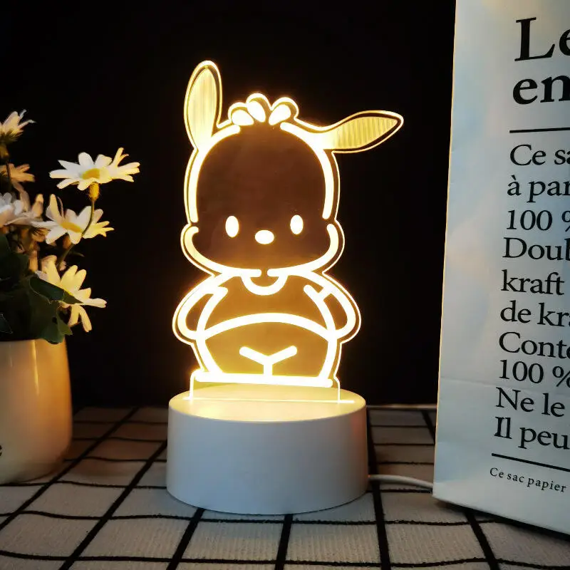 Sanrio Hello Kitty 3D Night Light Kawaii Anime Fashion Colorful Atmosphere Desk Lamp Desktop Small Ornament Study Lamp New Style
