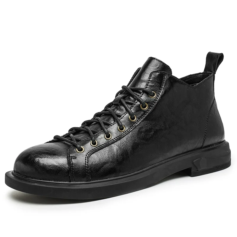 Brand Fashion Genuine Leather Male Casual Shoes 2024 New for Men Motorcycle Boots Classic Male Comfortable Winter Boots