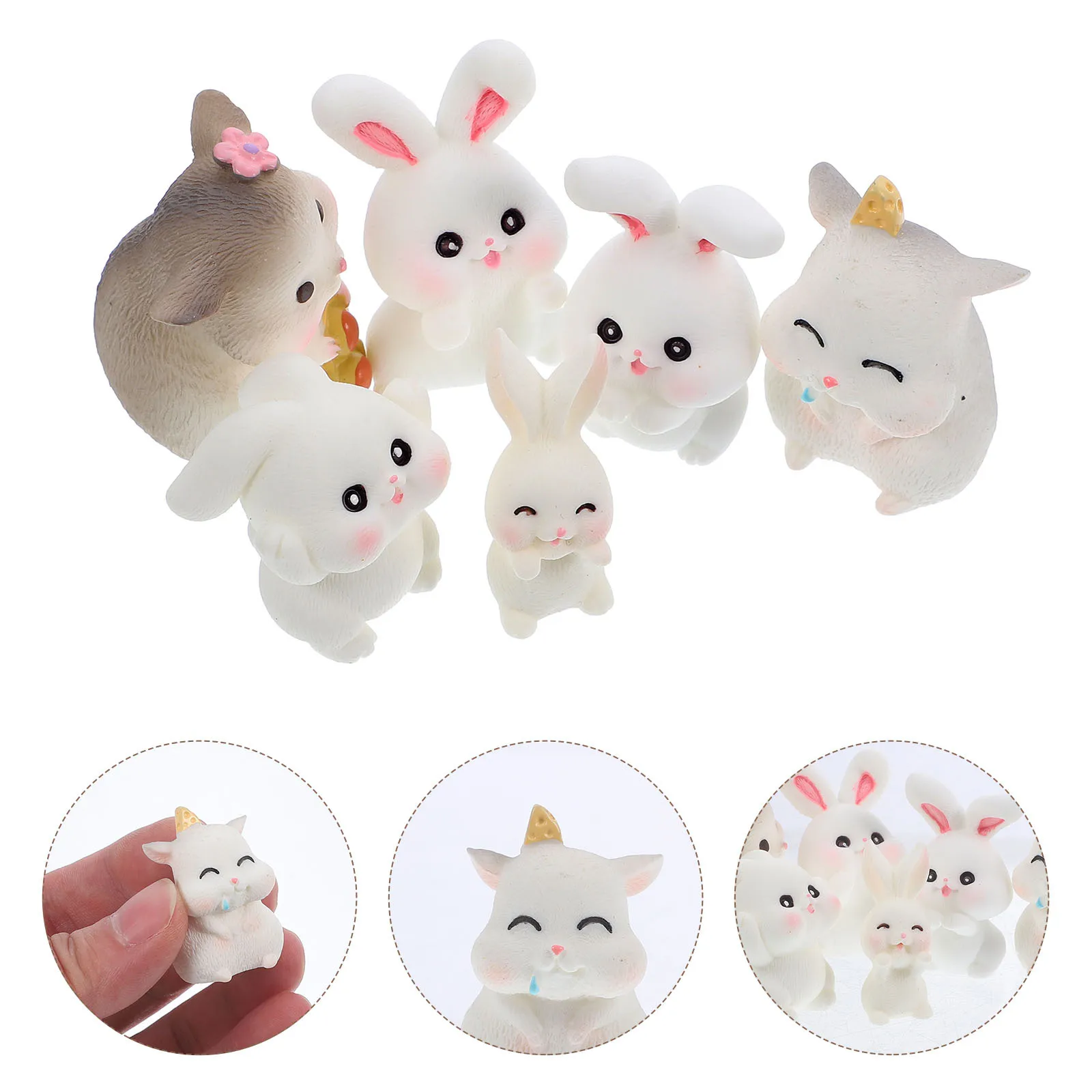 

12Pcs Bunny Shape Resin Rabbit Decoration Micro Landscape Garden Tiny Ornaments Tabletop Miniature Rabbit Statues