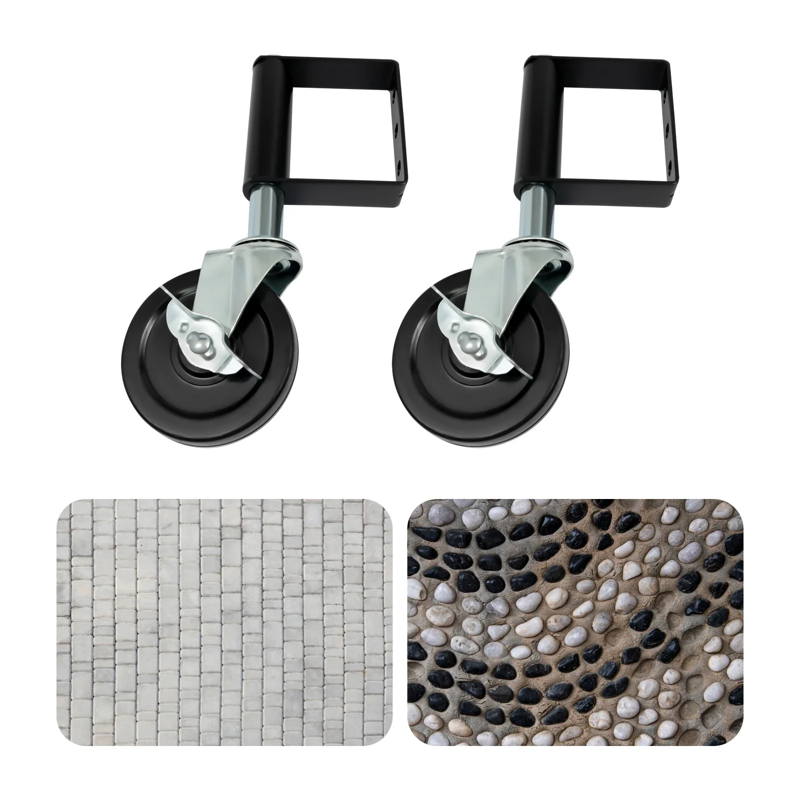 Spring-loaded Gate Rollers, Set of 2 with Wheels, 220lbs Load Capacity, Smooth Operation, Easy Installation for Yard Gates