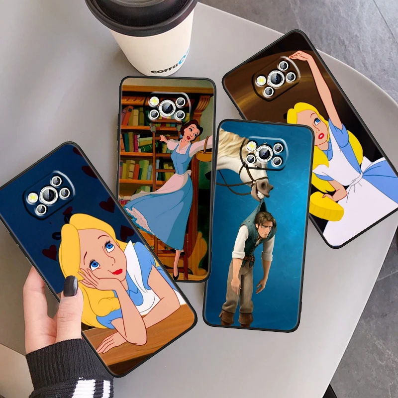 

Princess Long Hair Snow White For Xiaomi Mi Poco F5 F4 F3 X6 X5 X4 X3 M6 M5 M5S M4 M3 C65 Pro GT NFC 5G Black Cover Phone Case