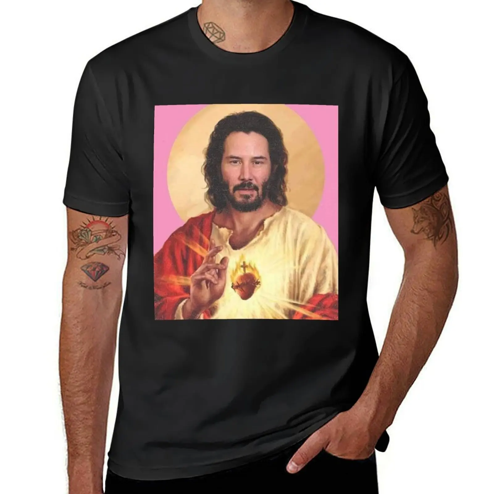 Keanu Reeves, Lord & Saviour T-Shirt korean fashion Short sleeve tee blacks oversized t shirt men