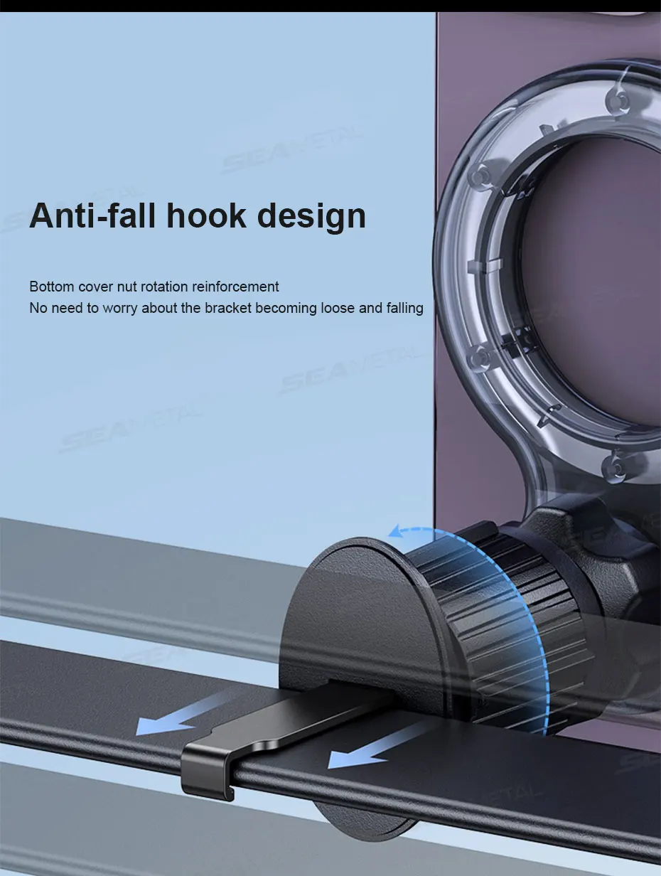 SEAMETAL Magnetischer Autotelefonhalter, 360-Grad-Drehung, verstellbar, Einhandbedienung, Luftauslass, Entlüftung, Handy-Unterstützung – Detail 16