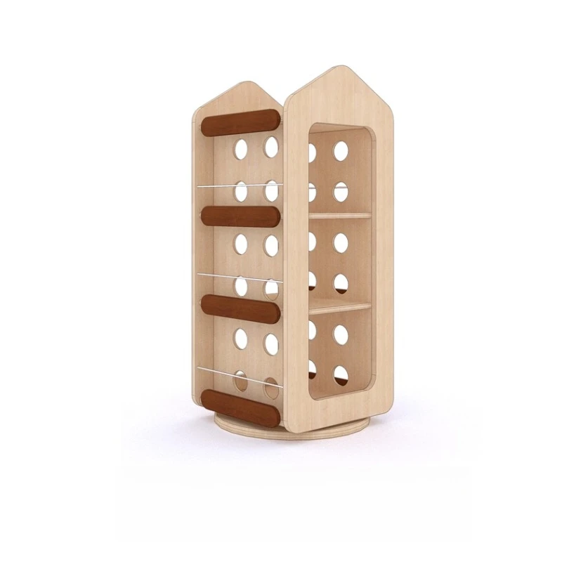 

Cheese Castle Rotating Bookshelf 360 Degree Bookcase Solid Wood Picture Book Shelf