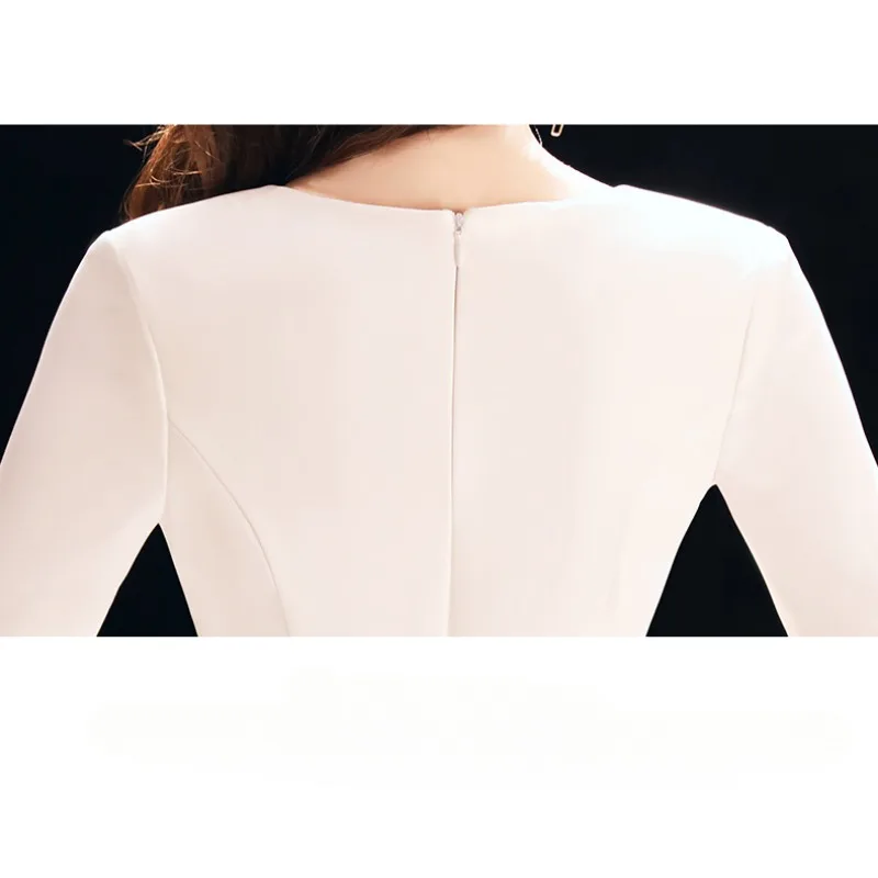 Vestido de noite branco feminino 2025 longo festa banquete reunião anual elegante e fino festa macacão vestido formal feminino elegante