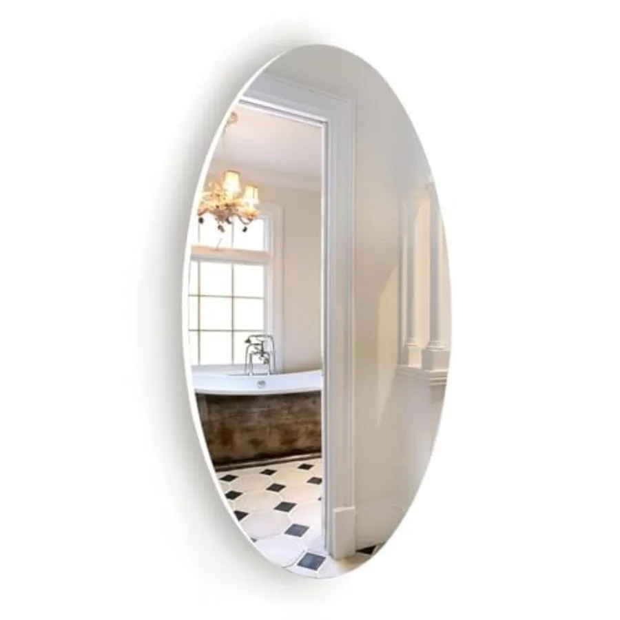 

Wall Mounted Frameless Oval Vanity Mirror for Bathroom Bedroom and Living Room Ideal for Makeup Application SpaceSaving Design