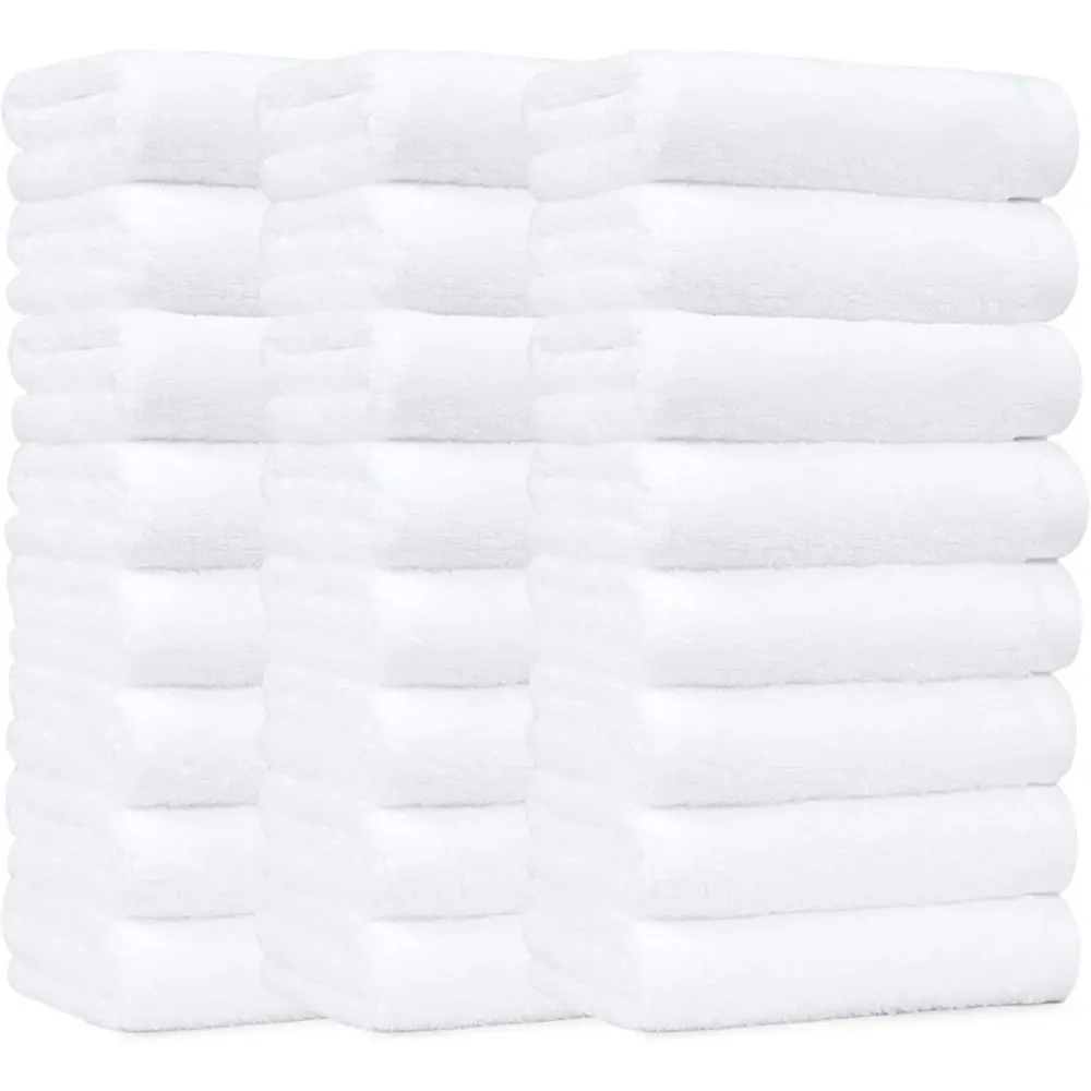 

Thick & Soft Cotton Hand Towels, Gym-Friendly, Quick Dry, 16x26 inches, White, 24-Piece Set