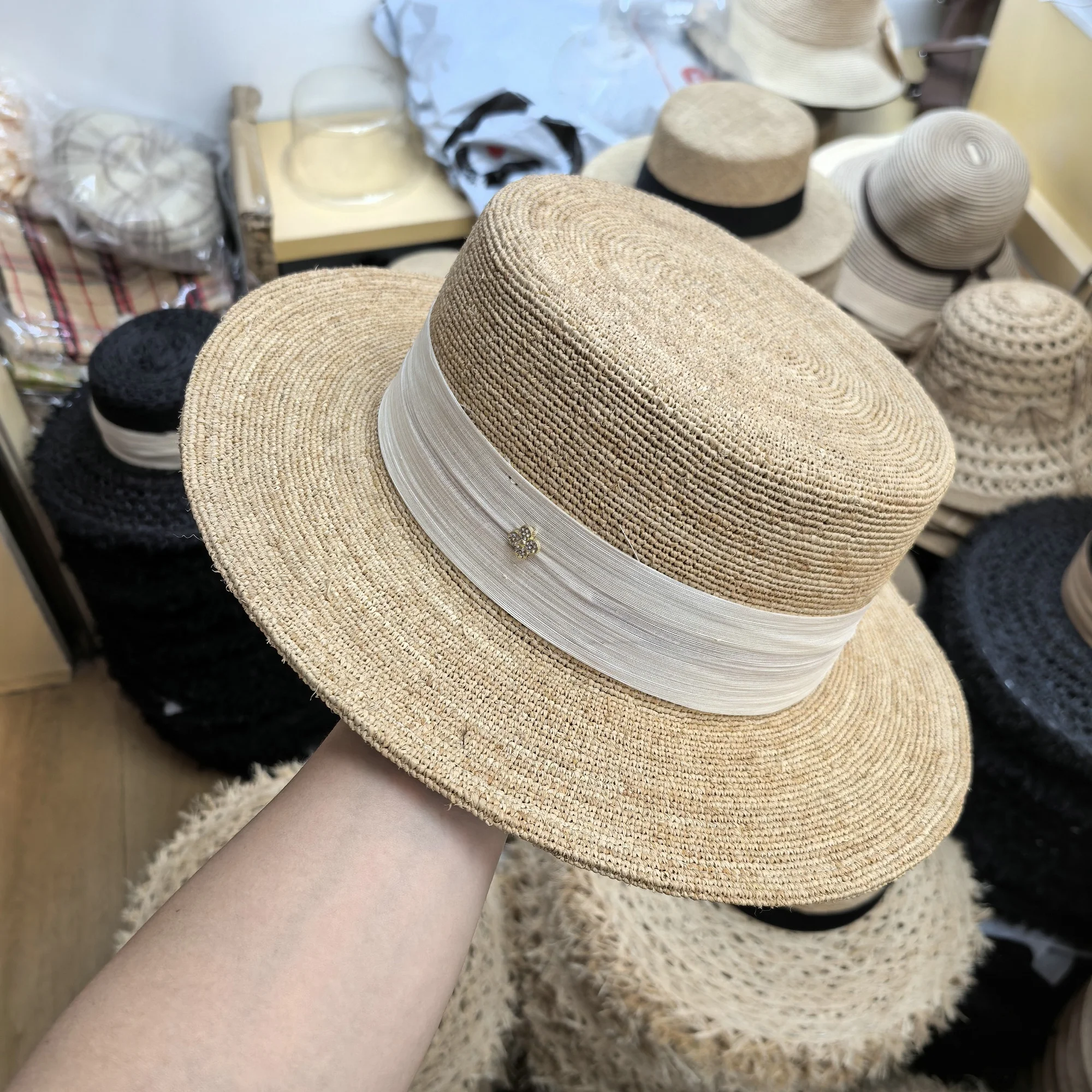 lafite-straw-hat-women's-elegant-flat-brim-sun-hat-summer-travel-beach-vacation-sun-protection-wide-brim-hat-casual-style-but