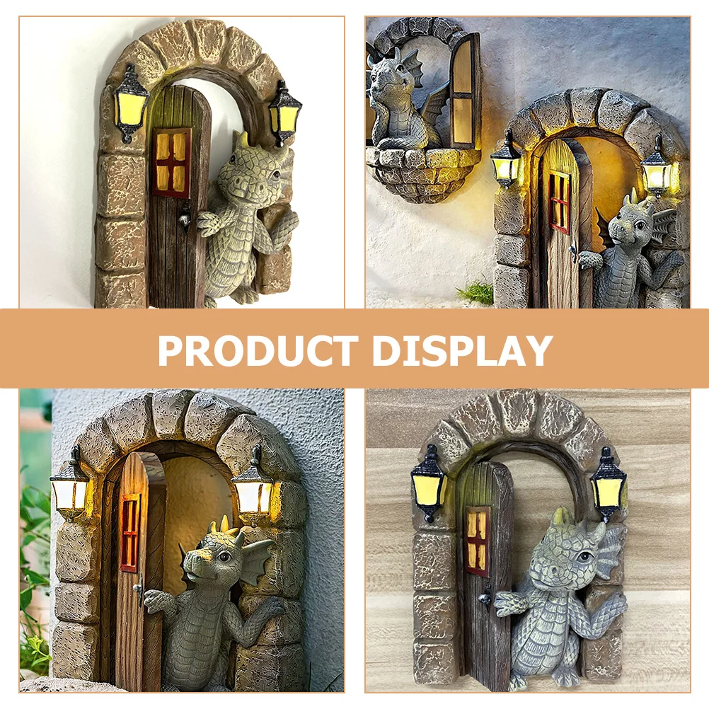 

Resin Dinosaurs Ornament Sturdy Wall Mounted Art Statue Garden Decoration Resin Sculpture Decorative Home Office Decor