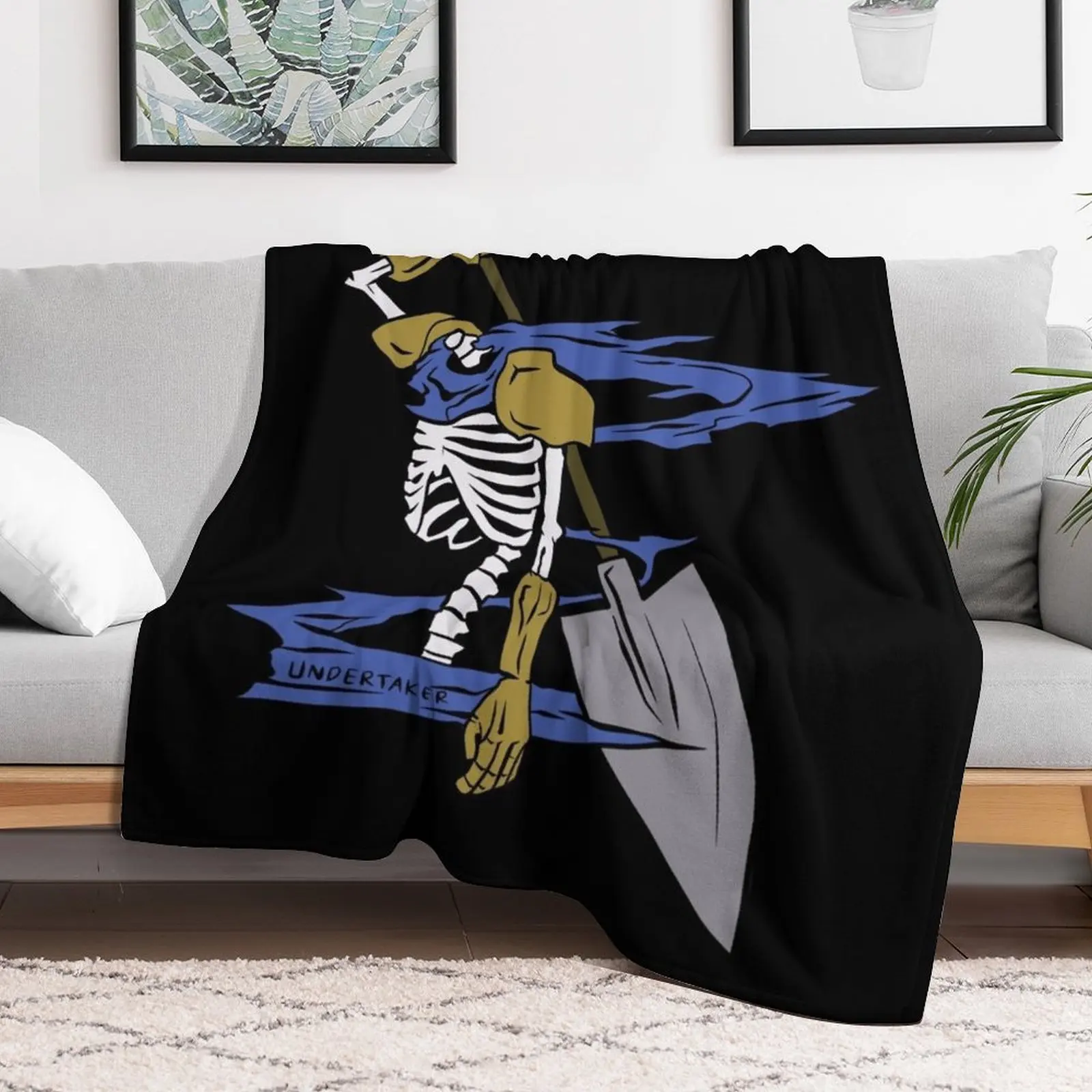 86 Eighty Six Shinei Nouzen Shin Undertaker Juggernaut Mark Headless Skull Throw Blanket