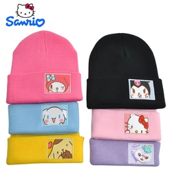 Kawaii Anime Sanrio Knitted Hat Hello Kitty Kuromi Melody Cinnamoroll Embroidery Couple Hats Warm Lovers' Hat Girls Gift